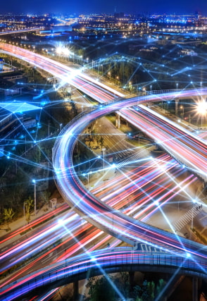 timelapsed photo of a highway system
